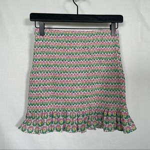 Zara Miniskirt Pink & Green Flower Pattern